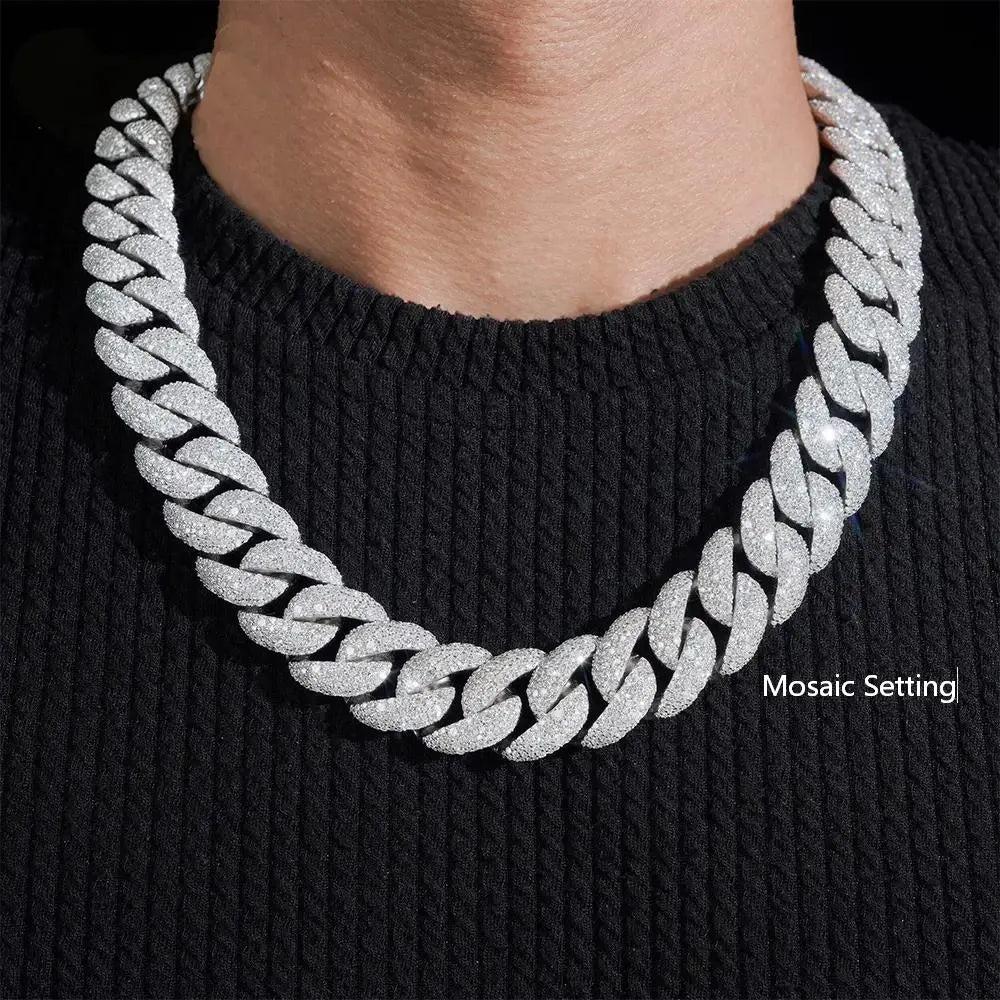 2026 New 18MM Mosaic/Raise Setting VVS Moissanite Cuban Chain Secondary image