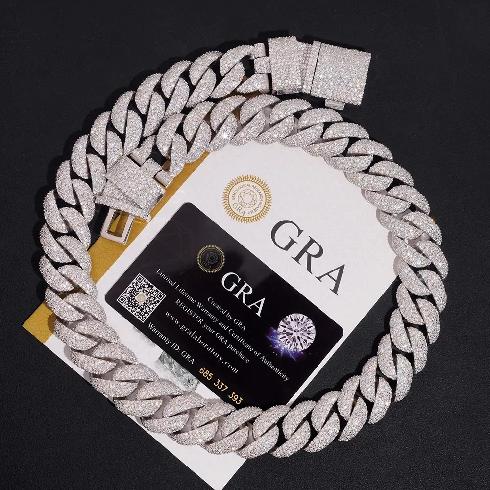 2026 New 18MM Mosaic/Raise Setting VVS Moissanite Cuban Chain