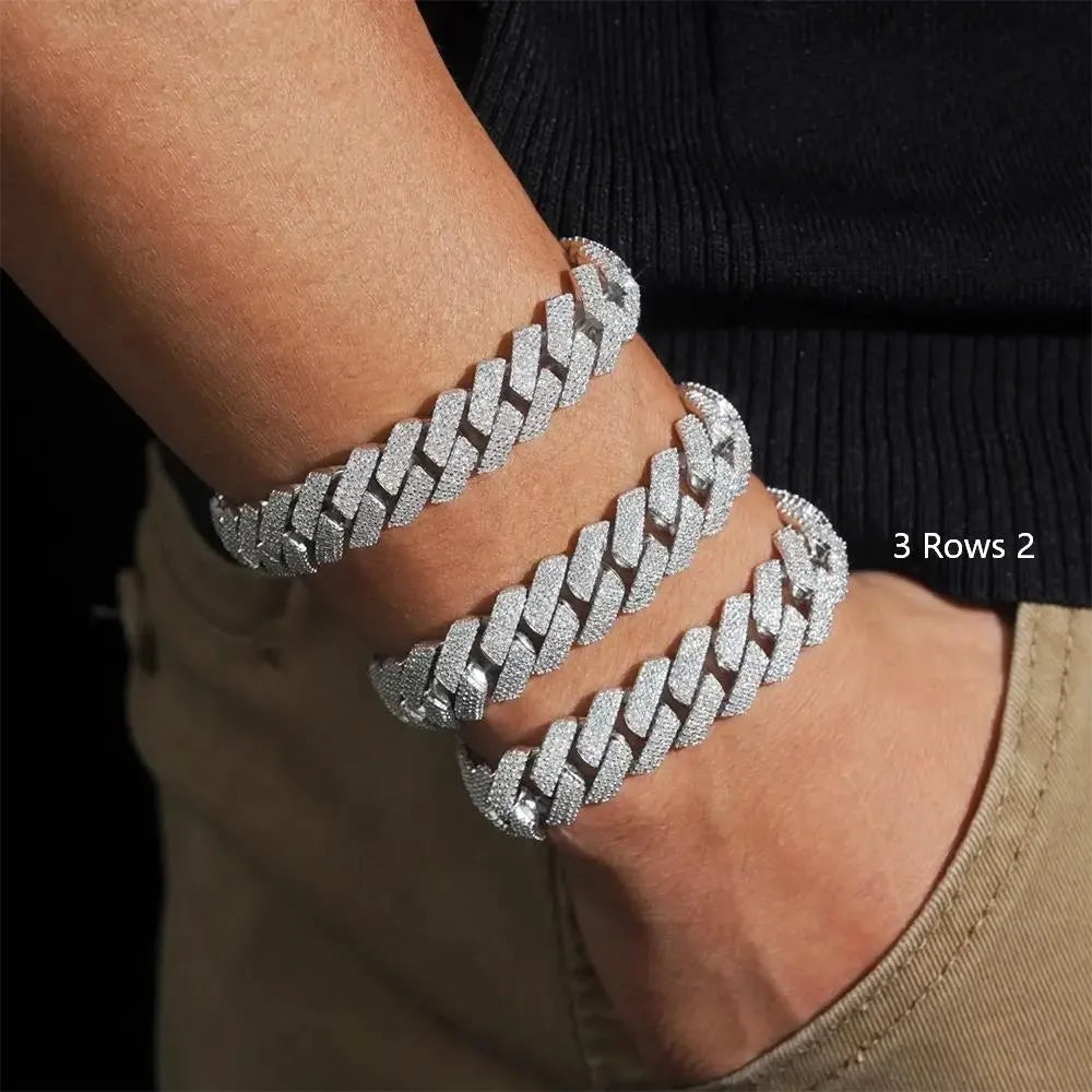 2026 New 15MM S925 Silver 3/4 Rows VVS Moissanite Cuban Chain