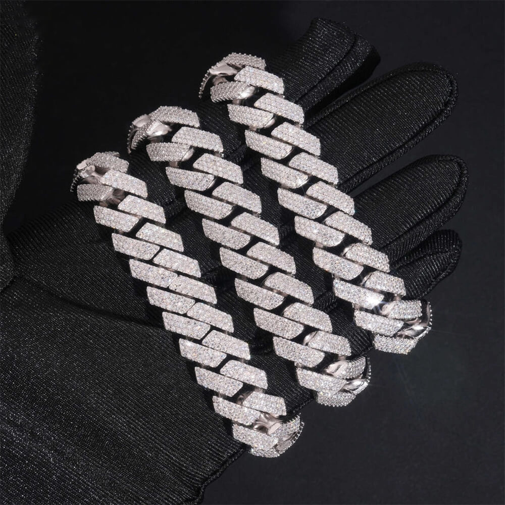 2026 New 15MM S925 Silver 3/4 Rows VVS Moissanite Cuban Chain