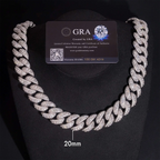 2026 New Raise Stone Bezel Setting S925 Silver  VVS Moissanite Cuban Chain Necklace
