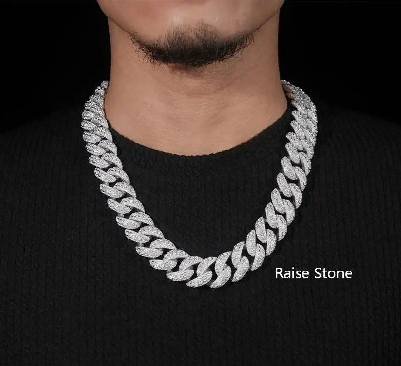 2026 New 20MM Mosaic/Raise Setting VVS Moissanite Cuban Chain