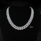 2026 New 16MM S925 Silver 3 Rows VVS Moissanite Edge/Miami Cuban Chain