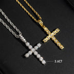 GL S925 Silver VVS Moissanite Classic Solitaire Cross Pendant