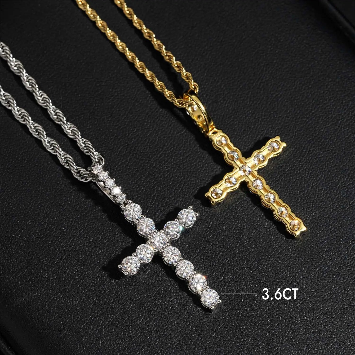 GL S925 Silver VVS Moissanite Classic Solitaire Cross Pendant