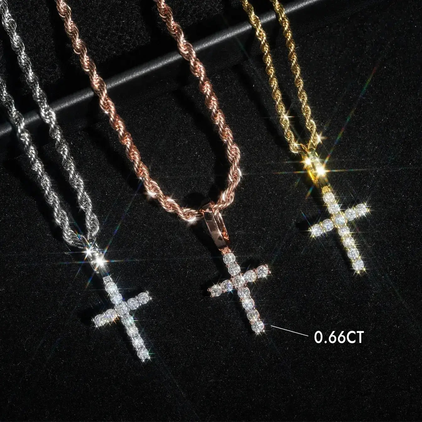 GL S925 Silver VVS Moissanite Classic Solitaire Cross Pendant