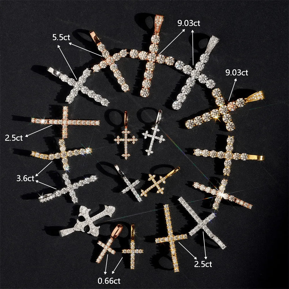 GL Classic Cross Silver Prong Inlay Moissanite Pendant Secondary image