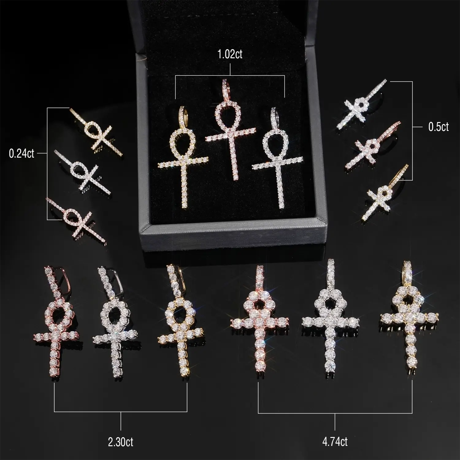 GL VVS Moissanite Ankh Cross Pendant