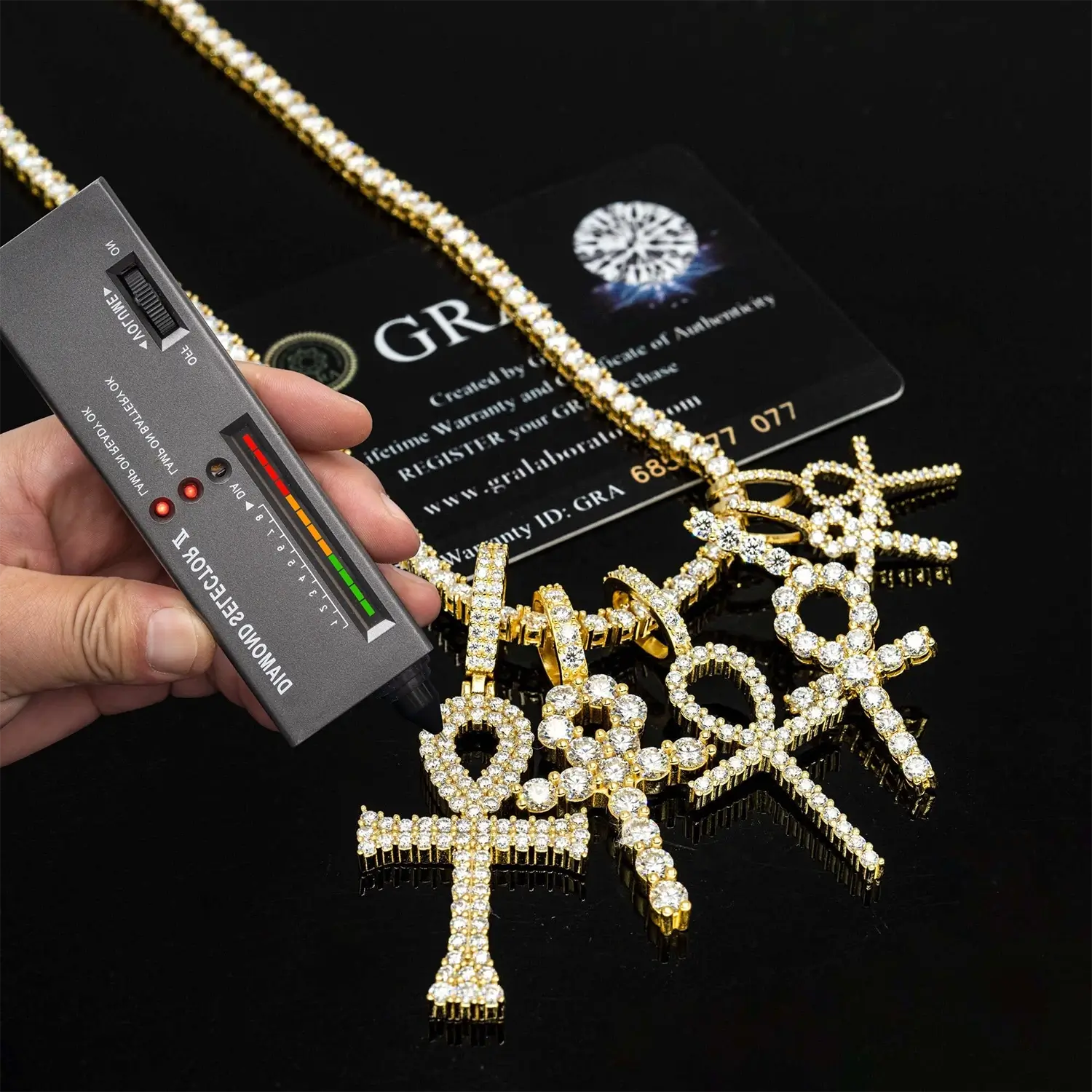 GL VVS Moissanite Ankh Cross Pendant