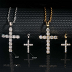 GL S925 Silver VVS Moissanite Classic Solitaire Cross Pendant