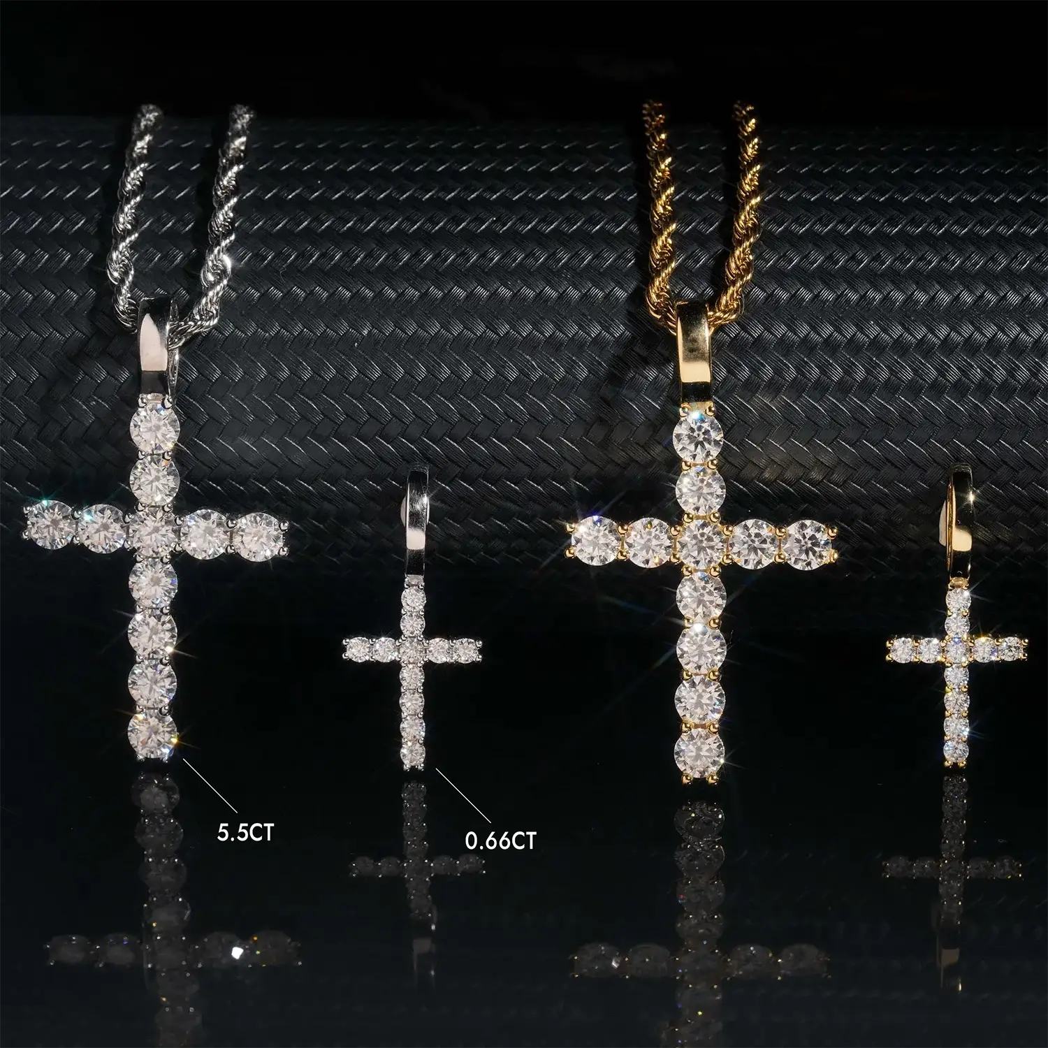 GL S925 Silver VVS Moissanite Classic Solitaire Cross Pendant