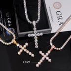 GL S925 Silver VVS Moissanite Classic Solitaire Cross Pendant