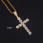 GL S925 Silver VVS Moissanite Classic Solitaire Cross Pendant