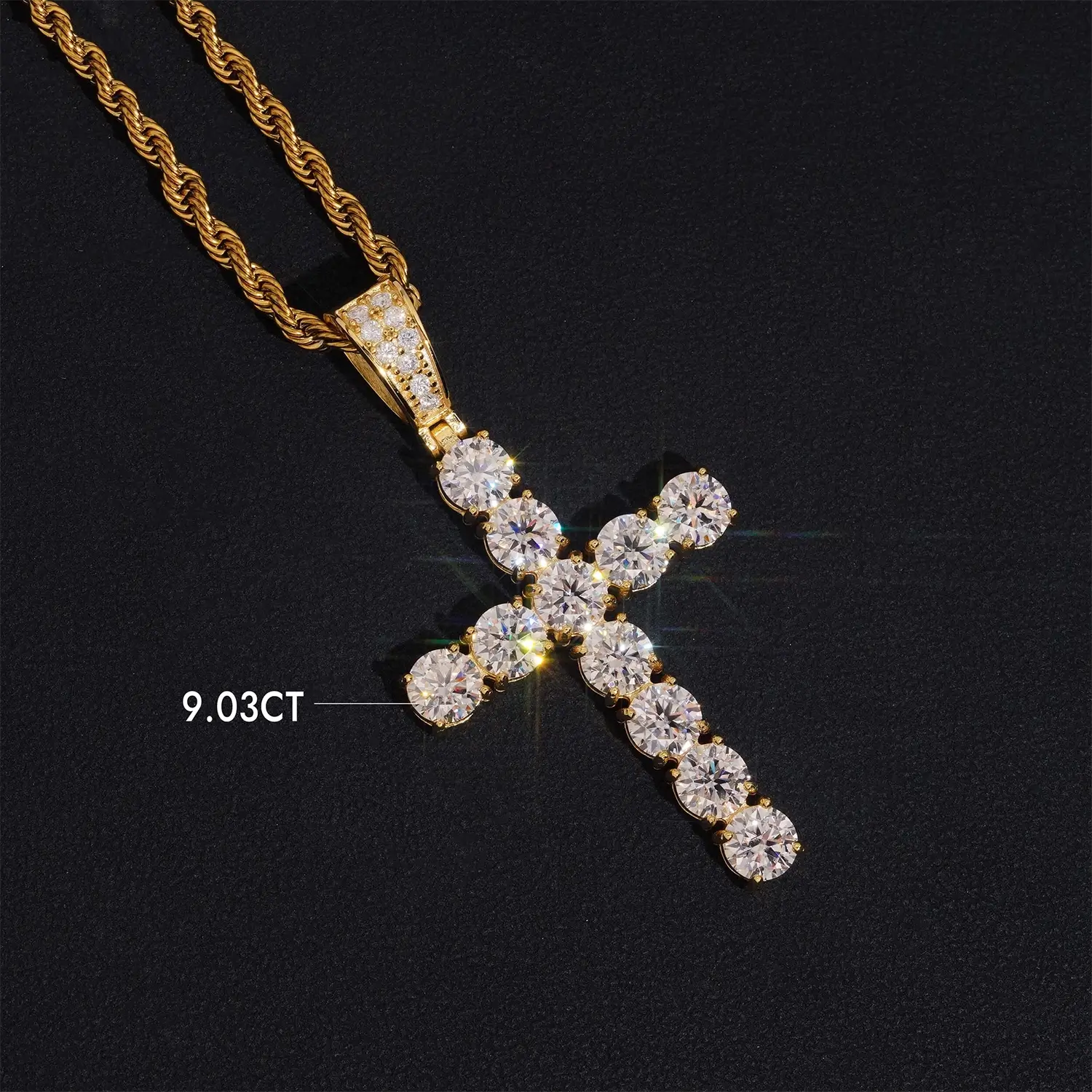 GL S925 Silver VVS Moissanite Classic Solitaire Cross Pendant