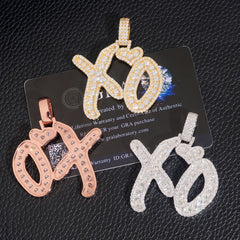 GL Hip Hop jewelry Letter "XO"moissanite Diamond pendant