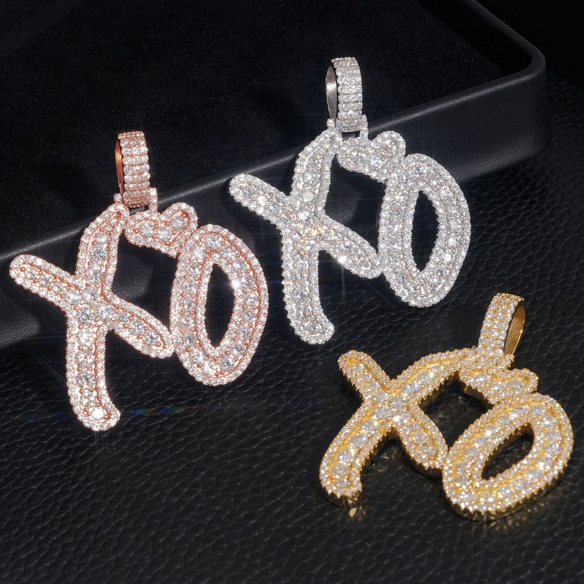 GL Iced Out Letter XO Hip Hop S925 Sliver VVS Moissanite Pendant