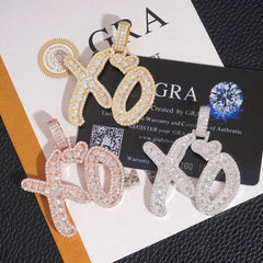 GL Hip Hop jewelry Letter "XO"moissanite Diamond pendant