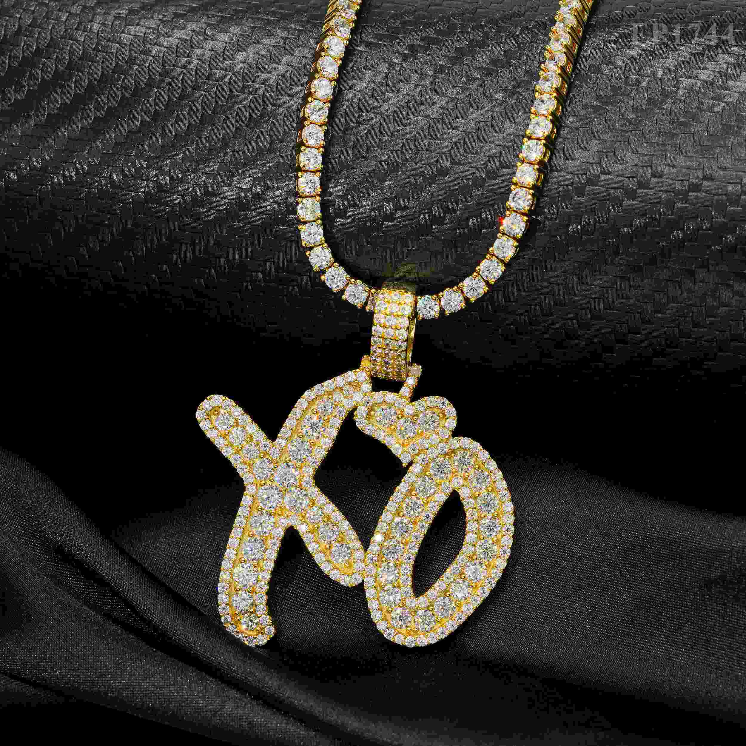 GL Iced Out Letter XO Hip Hop S925 Sliver VVS Moissanite Pendant