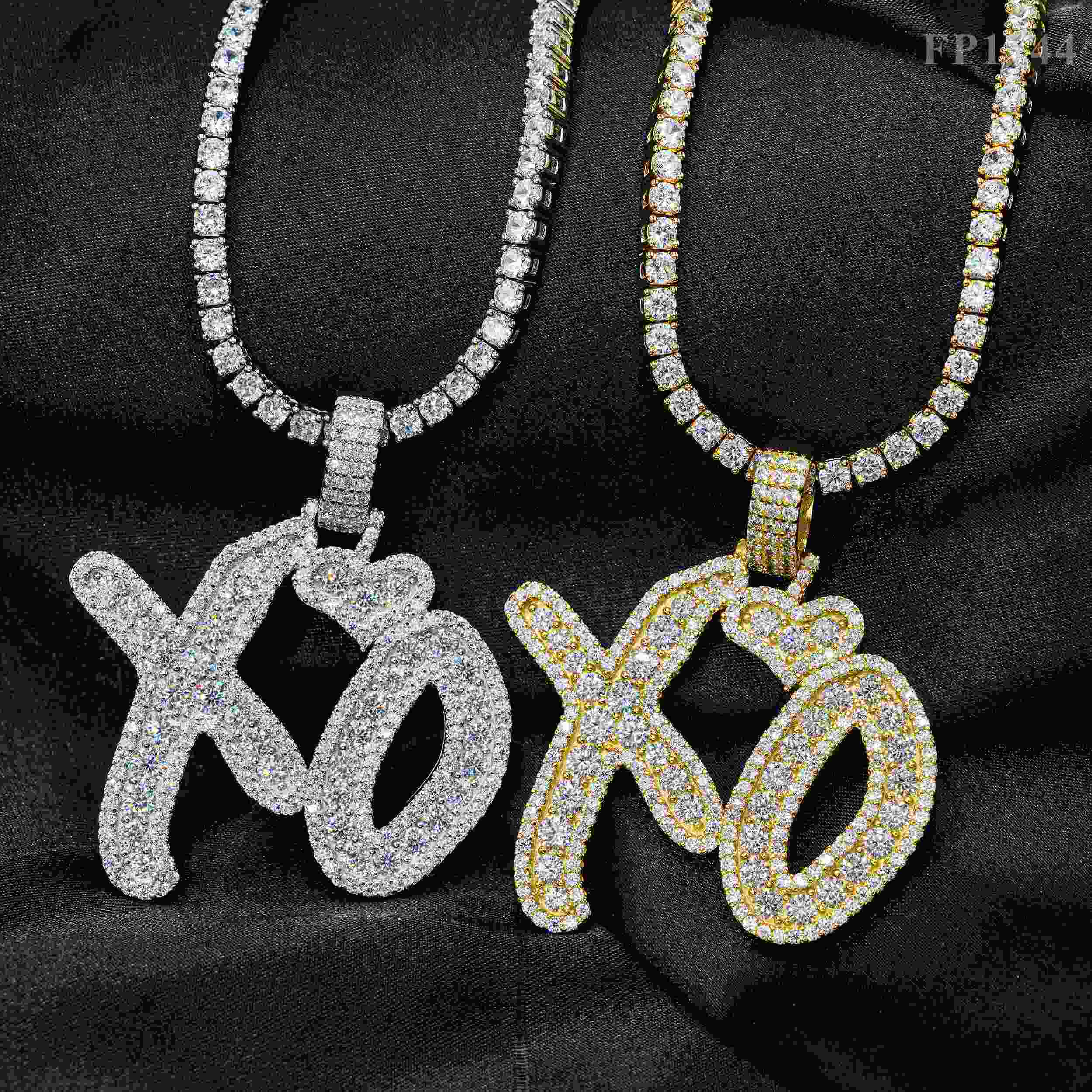 GL Iced Out Letter XO Hip Hop S925 Sliver VVS Moissanite Pendant