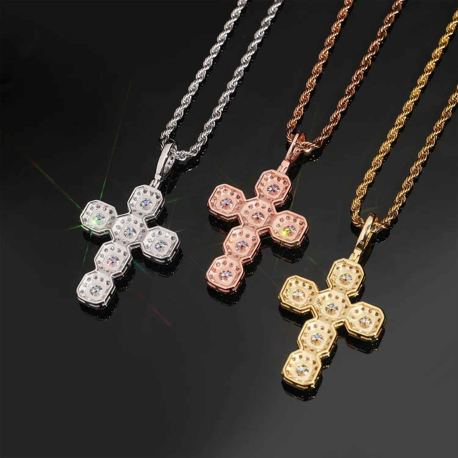 GL Hip Hop Ice Out VVS Moissanite Cross pendant