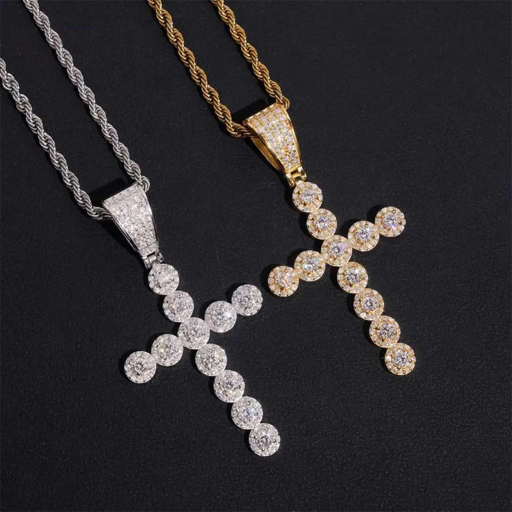 VVS Moissanite Cross pendant Round Shape