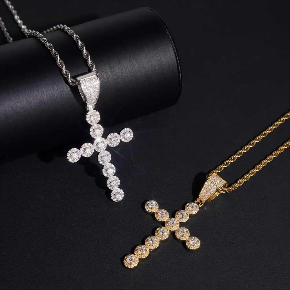 VVS Moissanite Cross pendant Round Shape