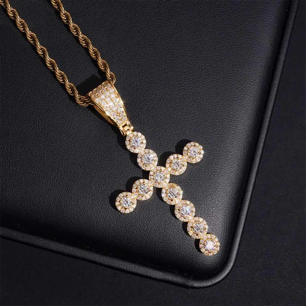 VVS Moissanite Cross pendant Round Shape