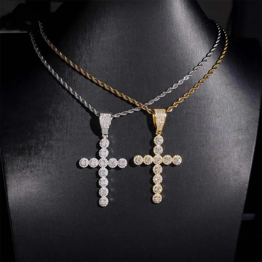 VVS Moissanite Cross pendant Round Shape