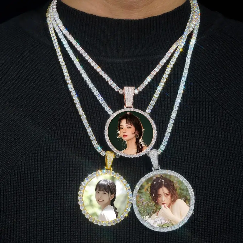Custom Memory Circle VVS Moissanite Photo Pendant Main image