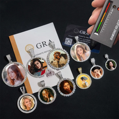 Custom Memory Circle VVS Moissanite Photo Pendant