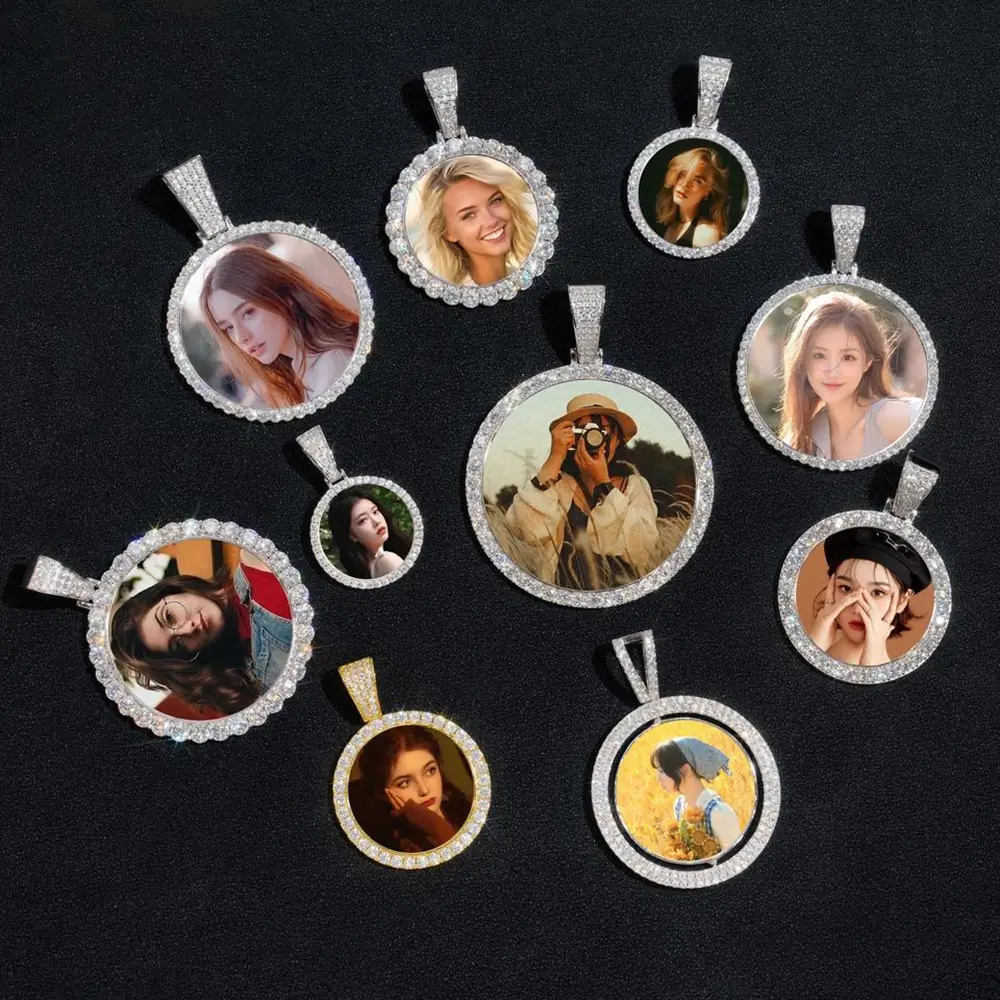 Custom Memory Circle VVS Moissanite Photo Pendant