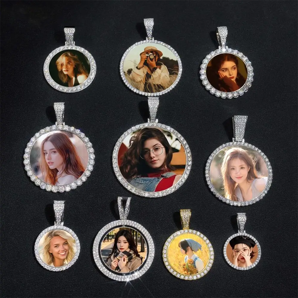 Custom Memory Circle VVS Moissanite Photo Pendant