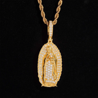 VVS Moissanite Halo Virgin Mary Pendant S925 Silver Guadalupe Jewelry
