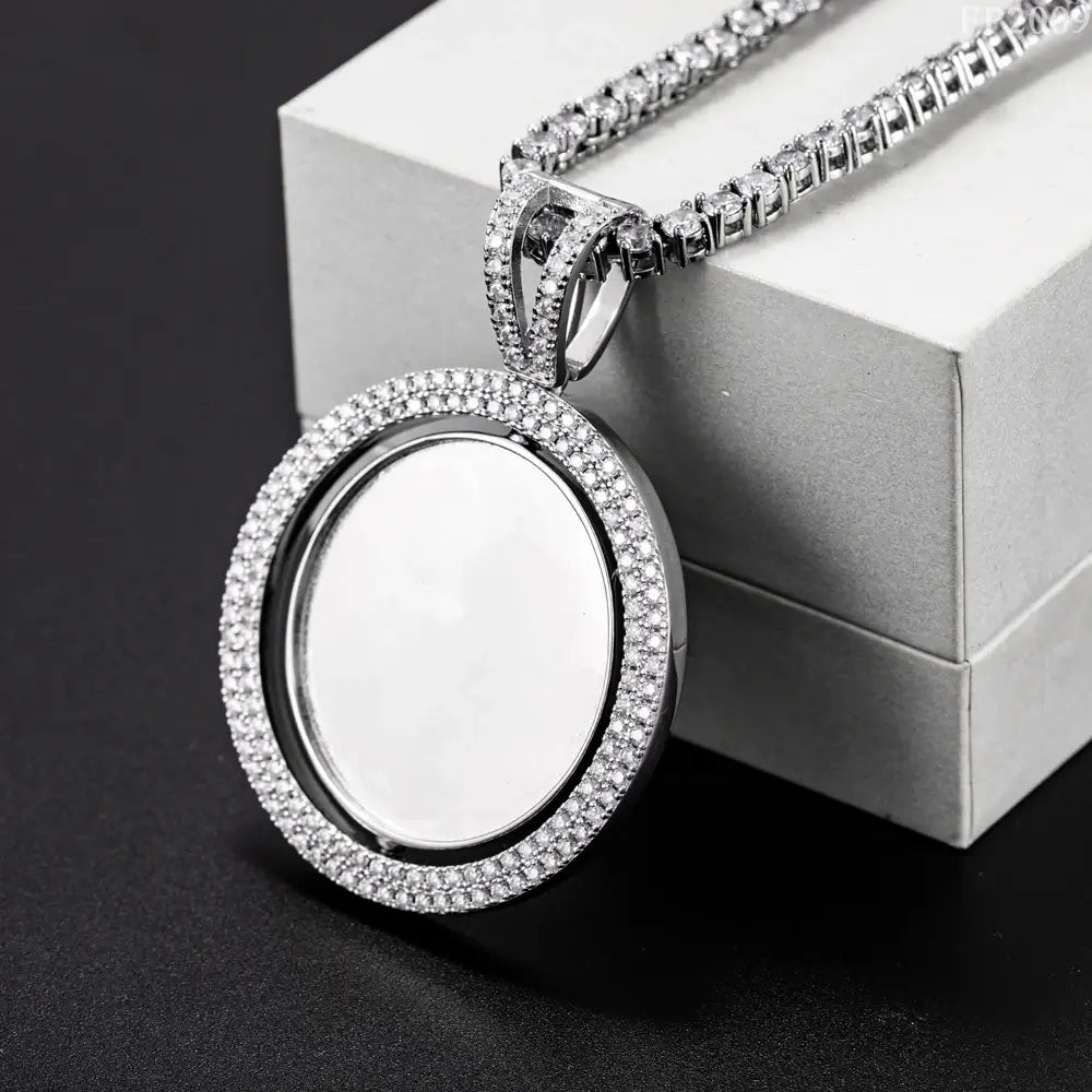 Custom Rotatable Double-faced VVS Moissanite Photo Pendant