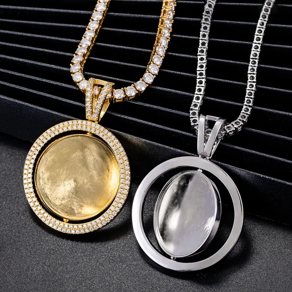 Custom Rotatable Double-faced VVS Moissanite Photo Pendant Secondary image