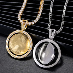 Custom Rotatable Double-faced VVS Moissanite Photo Pendant