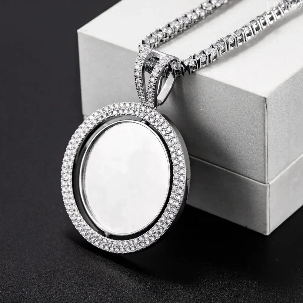 Custom Rotatable Double-faced VVS Moissanite Photo Pendant