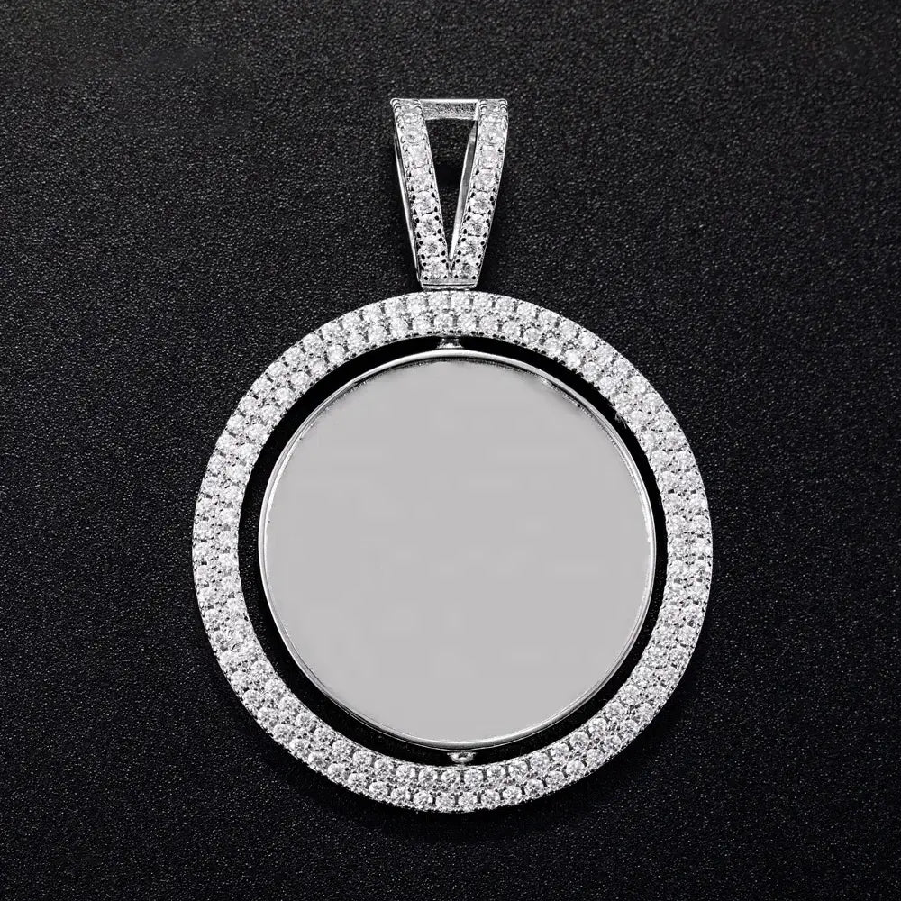 Custom Rotatable Double-faced VVS Moissanite Photo Pendant