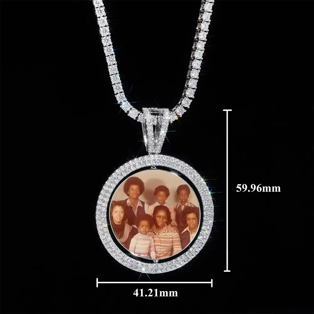 Custom Rotatable Double-faced VVS Moissanite Photo Pendant
