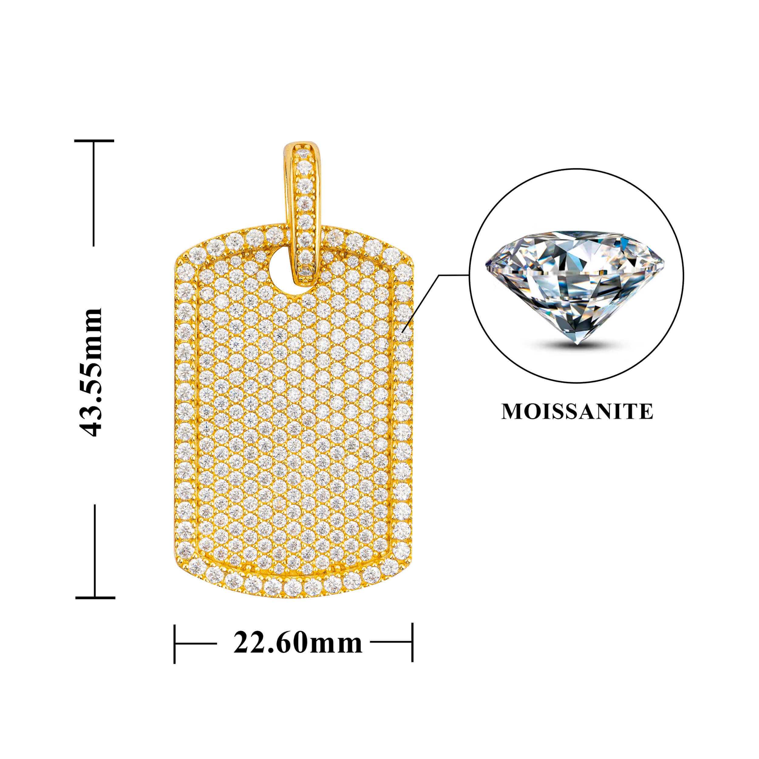 GL Luxury Fully Diamond Iced Out VVS Moissanite Dog Tag Pendant