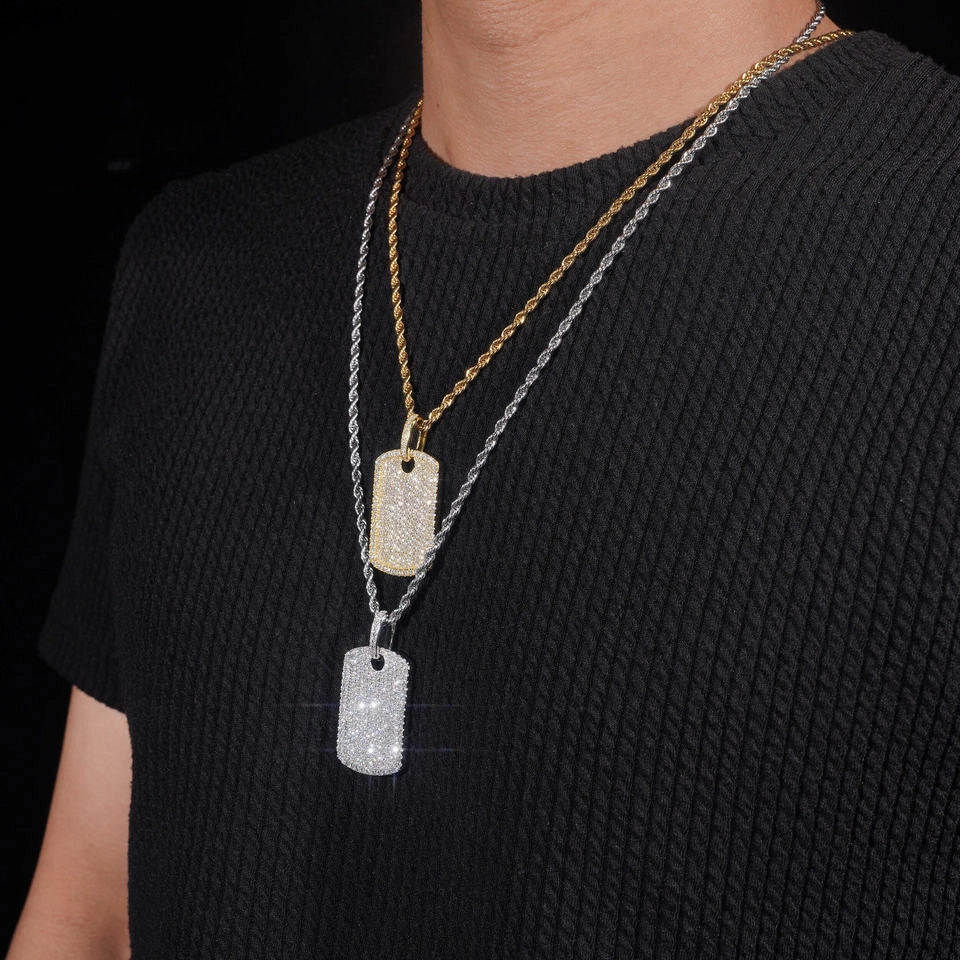 【US 3 Days Delivery】GL Luxury Fully Diamond Iced Out VVS Moissanite Dog Tag Pendant Main image