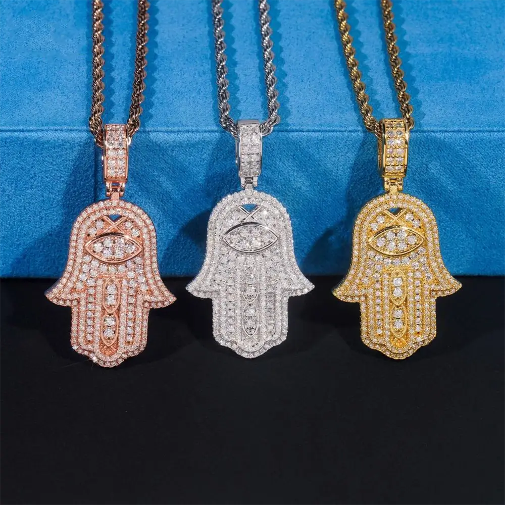 Ice Out Necklace Pendant HipHop Jewelry 925 silver Moissanite pendant