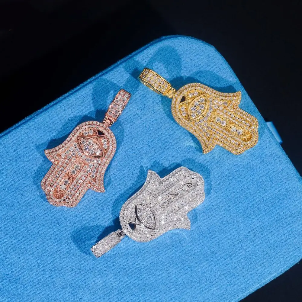 Ice Out Necklace Pendant HipHop Jewelry 925 silver Moissanite pendant