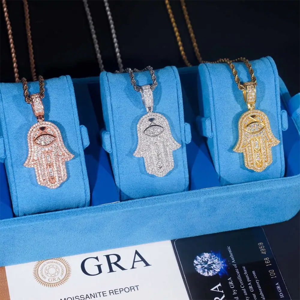 Ice Out Necklace Pendant HipHop Jewelry 925 silver Moissanite pendant