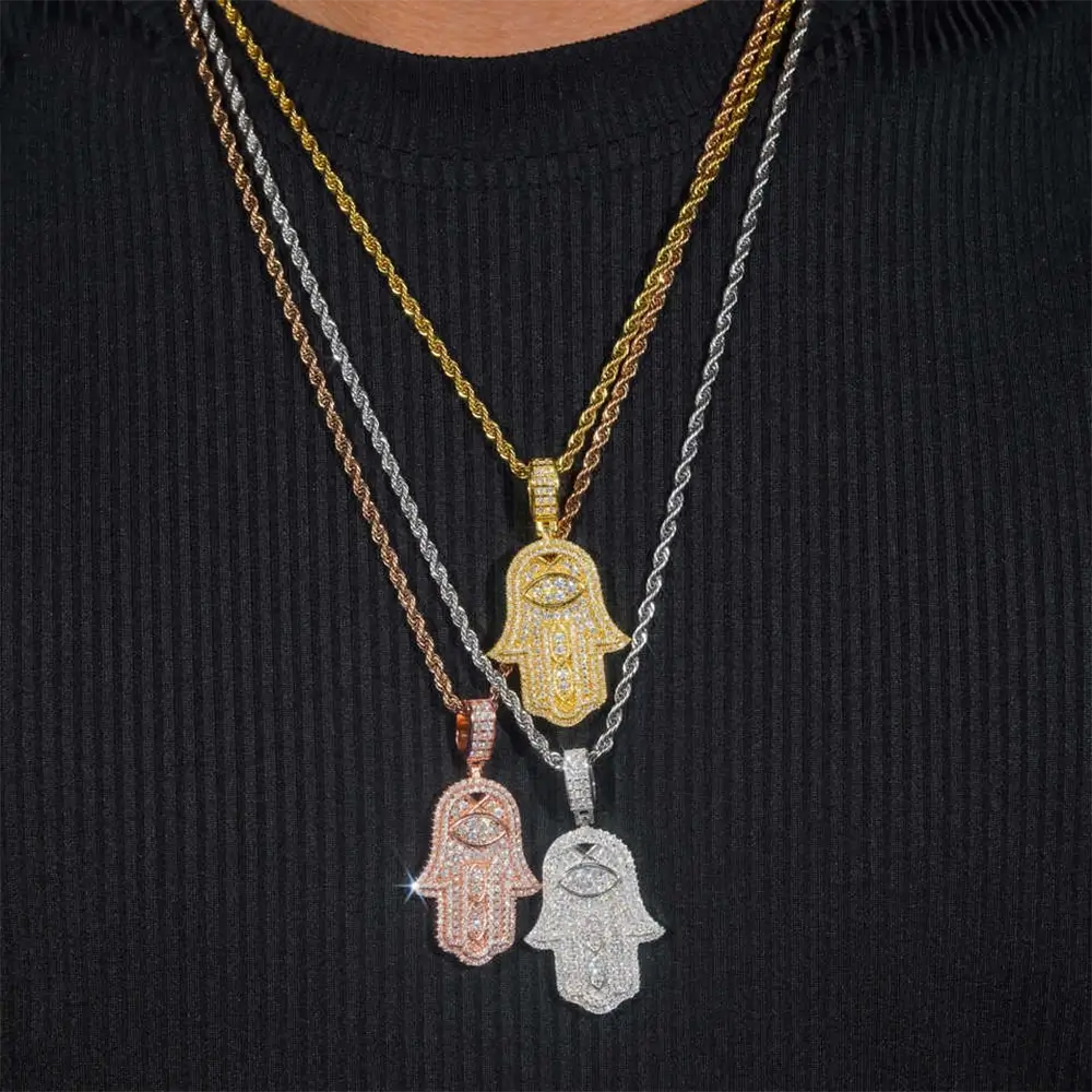 Ice Out Necklace Pendant HipHop Jewelry 925 silver Moissanite pendant