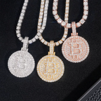 B Coin S925 Silver VVS Moissanite Medallion Pendant