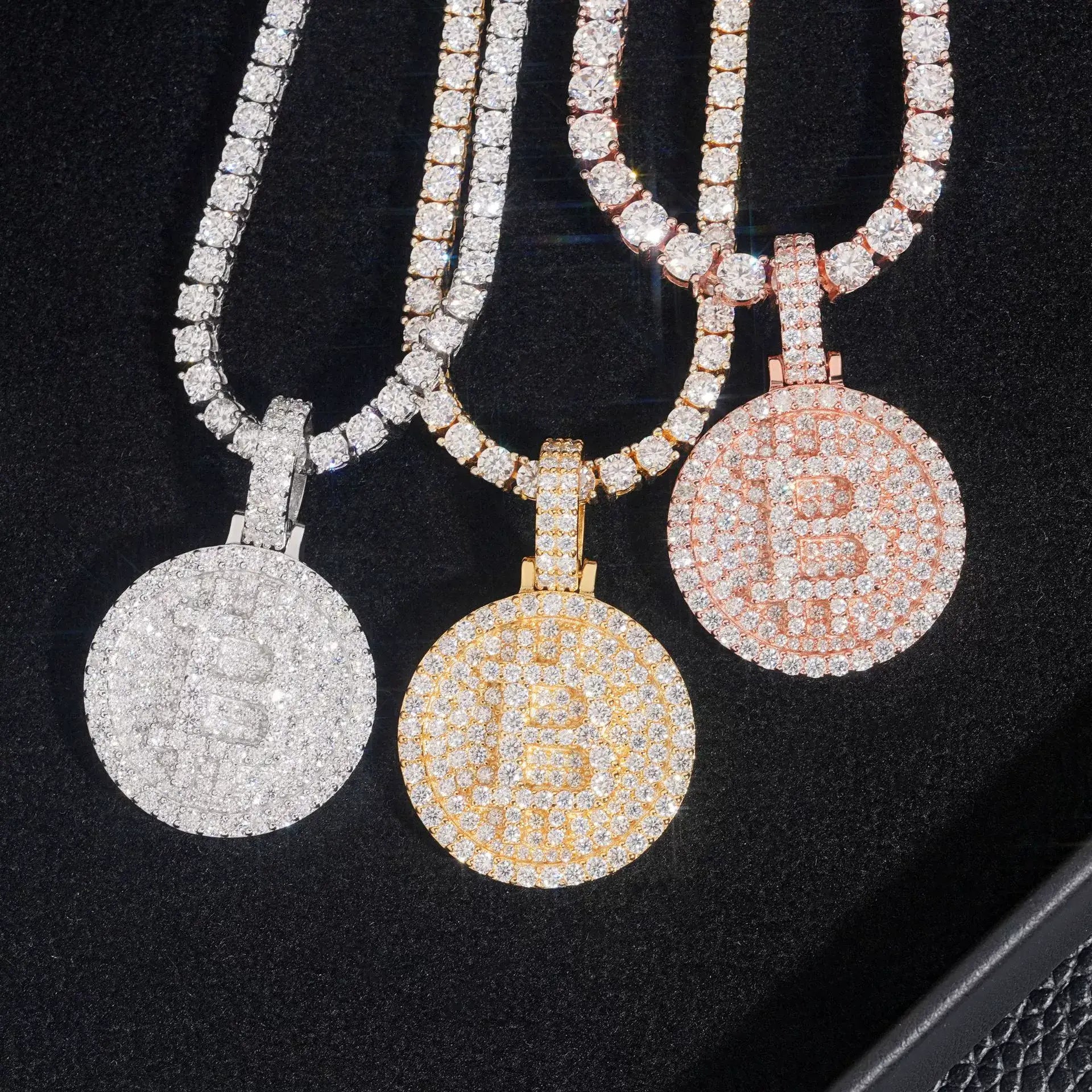 B Coin S925 Silver VVS Moissanite Medallion Pendant Main image