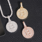 B Coin S925 Silver VVS Moissanite Medallion Pendant