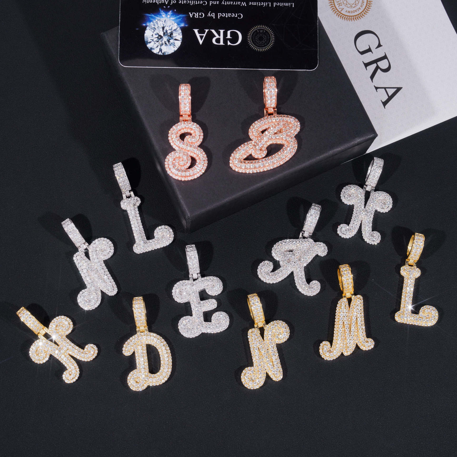 GL Hip Hop Fashion Design S925 Moissanite Letter Custom Initial Pendant Secondary image