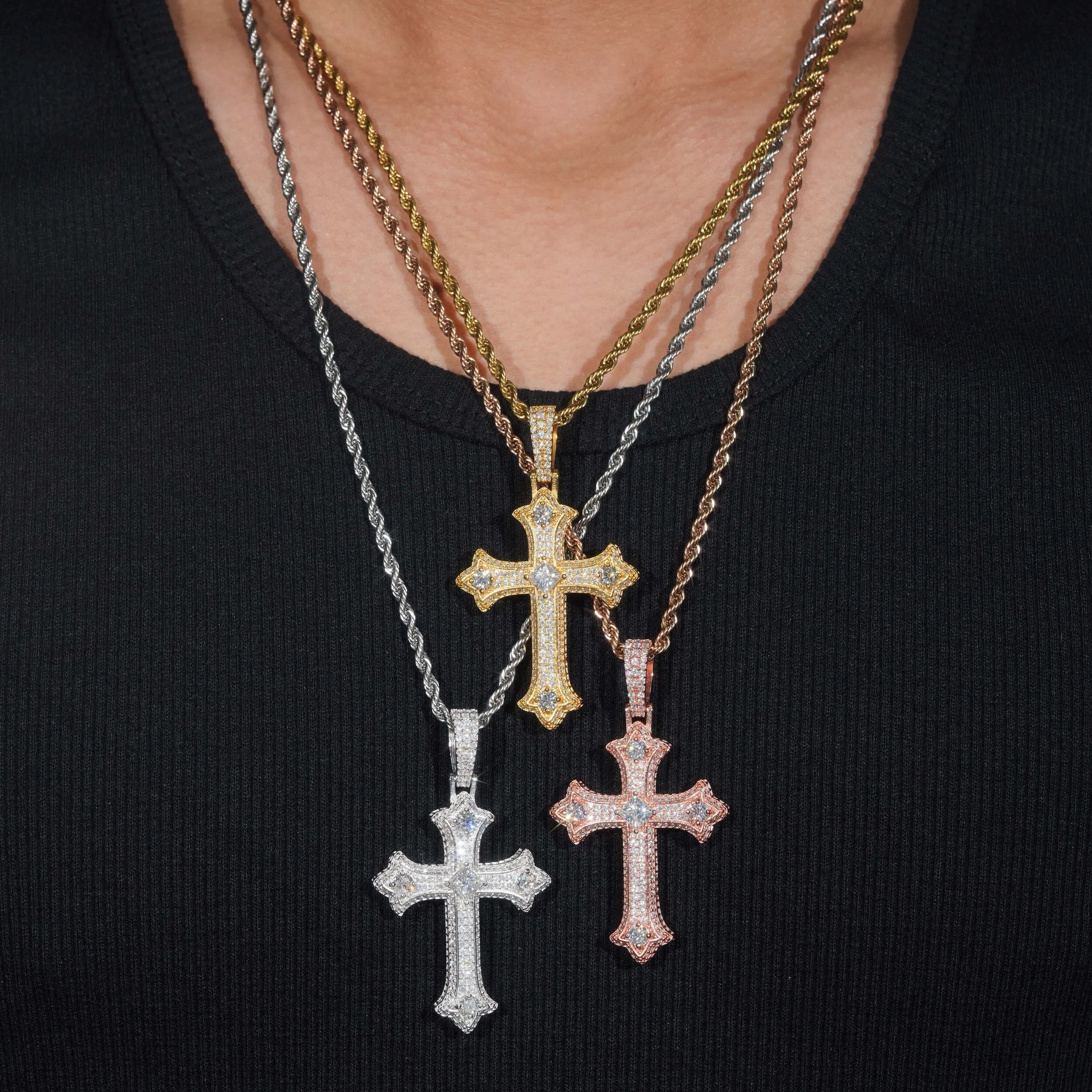 GL Iced Out Hip Hop Rapper Jewelry VVS Diamond Moissanite Cross Pendant Hauptbild